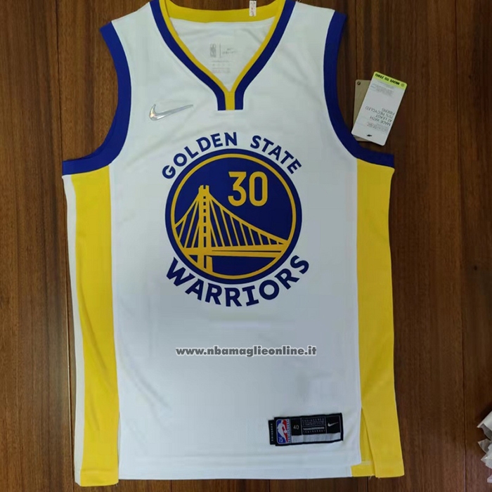 Maglia Golden State Warriors Stephen Curry #30 Association 2022 NBA Finals Bianco